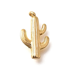 Настоящее золото 18K Латунные подвески, кактус прелести, реальный 18 k позолоченный, 16x9x2.5 мм, отверстие : 1.2 мм