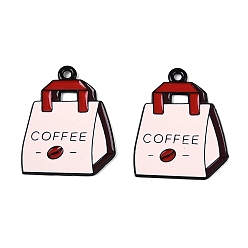 Розовый Подвески из эмалевого сплава с краской для выпечки, брелоки для кофейных пакетиков, туманная роза, 26x21x1 мм, отверстие : 1.6 мм