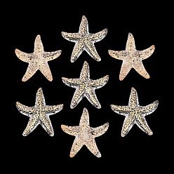Clear Transparent Acrylic Pendants, Starfish Charms, Golden Metal Enlaced, Clear, 48x44~45x9.5mm, Hole: 1.8~2mm, about 98pcs/500g
