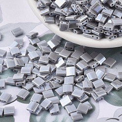 (TL443) Непрозрачный Серый Блеск Миюки тила бусины, японский бисер, 2-луночное, (тл 443) непрозрачный серый блеск, 5x5x1.9 мм, Отверстие : 0.8 мм , около 1180 шт / 100 г