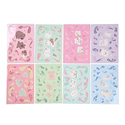 (52) Непрозрачная лаванда 8 водонепроницаемые наклейки из ПВХ, самоклеящиеся наклейки, животное, разноцветные, 160x110x0.7 мм, наклейка: 11~45x12~37 мм