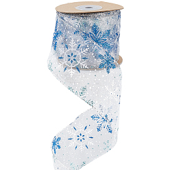 Королевский синий Отделка из полиэстера, снежинка, рождественские темы, королевский синий, 2-3/8~2-1/2 дюйм (60~62 мм), около 10.00 ярдов (9.14 м) / рулон