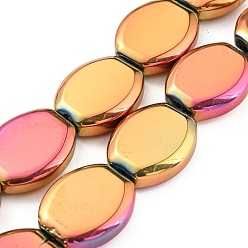 Ярко-Розовый Полностью покрытые гальваническим способом стеклянные бусины, овальные, ярко-розовый, 17x13.5x4.5 мм, отверстие : 1.2 мм, около 37 шт / нитка, 24.80 дюйм (63 см)