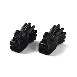 Обсидиан Природные обсидиана бусы, голова дракона, 26x16.5x14.5 мм, отверстие : 2 мм