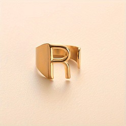 Letter R 304 из нержавеющей стали манжеты кольца, золотые, Буква R, 16 мм, внутренний диаметр: 18 мм
