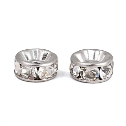 Нержавеющая Сталь Цвет 304 из нержавеющей стали горный хрусталь бисер, плоско-круглые, цвет нержавеющей стали, 8x4 мм, отверстие : 1.6 мм