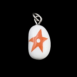 Звезда Латунь эмаль подвески, овальные амулеты, платина, звезды прелести, 18x9x6.5 мм, отверстие : 3.5 мм