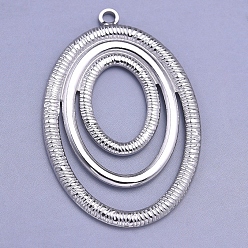 Stainless Steel Color Non-Tarnish 304 Stainless Steel Pendants, Oval Charm, Stainless Steel Color, 42x28mm