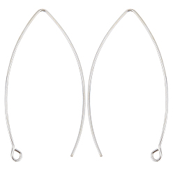 Серебро 5 пары 925 серьги-крючки из стерлингового серебра, с горизонтальными петлями, серебряные, 36~39x18x0.6 мм, отверстие : 2 мм