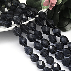 Midnight Blue Faceted Polyhedron Imitation Austrian Crystal Bead Strands, Grade AAA, Midnight Blue, 13x10mm, Hole: 0.9~1mm, about 30pcs/strand, 15.7 inch