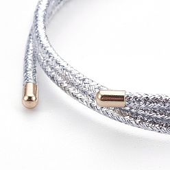 Silver 3-Loop Magnetic Cord Wrap Bracelets, Silver, 20.15 inch(51.2cm), 2mm