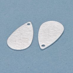 925 Sterling Silver Plated Brass Charms, Teardrop, 925 Sterling Silver Plated, 18x10x0.5mm, Hole: 1.2mm