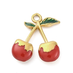 Красный 304 подвески из нержавеющей стали, с эмалью, вишневое очарование, золотые, красные, 19x16x5 мм, отверстие : 1.8 мм