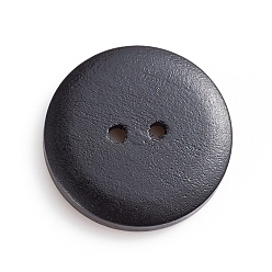 Черный Натуральные деревянные пуговицы, 2-луночное, окрашенные, плоско-круглые, чёрные, 25x4 мм, отверстие : 2 мм