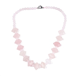 Rose Quartz Natural Rose Quartz Round & Cone Beaded Necklaces, with Stainless Steel Clasps, 18.50 inch(47cm)~19.49 inch(49.5cm)