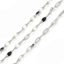 (52) Непрозрачная лаванда Латунные цепочки, с эмалью, с катушкой, пайка без свинца и кадмия, платина, разноцветные, 4x2x0.2 мм