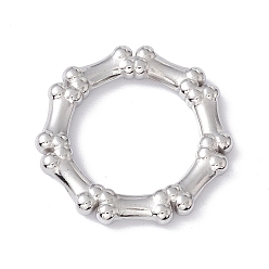 Stainless Steel Color Non-Tarnish 304 Stainless Steel Linking Rings, Imitation Bone Beaded Heptagon Ring, Stainless Steel Color, 21x21x2.5mm, Inner Diameter: 13mm