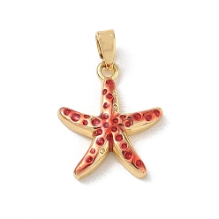 Starfish Brass Enamel Pendants, Golden, Starfish Charms, 18x15x3.5mm, Hole: 4x2.5mm