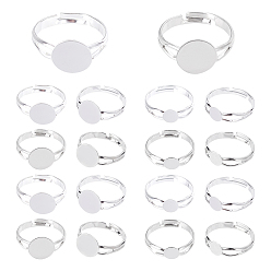 Mixed Color 40Pcs 4 Style Brass Ring Components, Pad Ring Findings, Adjustable, Mixed Color, 10pcs/style