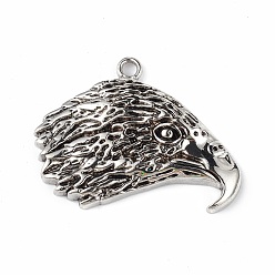 Antique Silver Alloy Pendants, Cadmium Free & Lead Free, Eagle Charm, Antique Silver, 37.5x56x5mm, Hole: 4mm