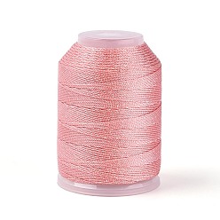 Светло-Коралловый 200м 6-слойный блестящий полиэстеровый шнур для изготовления ювелирных изделий, круглые, свет коралловый, 0.6 мм, около 218.72 ярдов (200 м) / шт