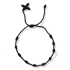 Черный Богемные плетеные нейлоновые браслеты с узлами, регулируемые браслеты для женщин мужчин, чёрные, регулируемый