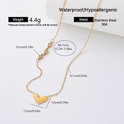 Heart Elegant 304 Stainless Steel Crystal Rhinestone Pendant Necklaces for Women, Golden, Heart, 15.75 inch(40cm)