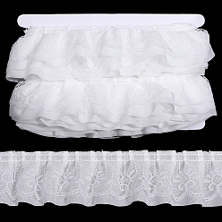 White 10Yards Polyester Lace Ribbon, for DIY Craft Sewing Accessories, with Cardboard Display Card, White, 2-3/8 inch(60mm)