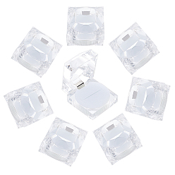 White Transparent Plastic Ring Boxes, with Sponge, Jewelry Box, Square, White, 4.55x4.55x4.2cm