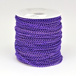 Blue Violet Electroplate Iron Curb Chains, Unwelded, with Spool, Lead Free & Nickel Free, Blue Violet, 5x3x1mm, about 164.04 Feet(50m)/roll