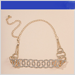 Золотой Сплав кристаллов горного хрусталя кольцо звено цепи талии живота для женщин, золотые, 850 мм