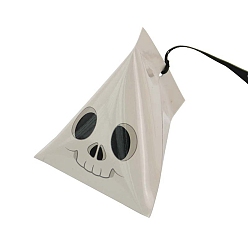Antique White Halloween Cartoon Cardboard Candy Boxes, with Silk Ribbon, Triangle Snake Gift Box, for Halloween Party Supplies, Antique White, 9.4x8.4x8cm