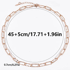 Розовое Золото 304 Цепочки-скрепки из нержавеющей стали с текстурированной поверхностью для женщин, розовое золото , 17.72 дюйм (45 см)