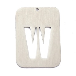 Letter W Anlaufgeschützt 304 Anhänger aus Edelstahl, Rechteck mit Alphabet, hohl, letter.w, 32x22x1 mm, Bohrung: 1.5 mm