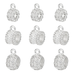 Серебро 9 шт. 3 стили латунь латунь микропаве кубический цирконий трубчатые дужки, петля под залог, колонка, серебряные, 10~12x4~6x7~9 мм, отверстие : 1.4~1.6 мм, внутренний диаметр: 3.8~4.5 мм, 3 шт / стиль