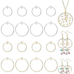 Платиновый & Золотой 32шт 4 стили сплав 2-петлевые соединители подвески, круглые кольца, разноцветные, 33~43x30~39.5x2 мм, 8 шт / стиль