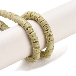 Темный Хаки Нити синтетических бусин, окрашенных в лавовый камень, диск, Heishi бусы, Темный хаки, 4x2~2.5 мм, отверстие : 0.7 мм, около 152 шт / нитка, 15.12'' (38.4 см)