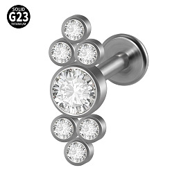 Цветок G23 титановые безрезьбовые лабреты, со стразами для женщин, цвет нержавеющей стали, цветок, 6 мм