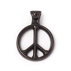 Черный Цвет Металла 304 подвески из нержавеющей стали, знак мира со звездой, металлический черный , 34x25x3 мм, отверстие : 7x4 мм