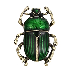 Зеленый Винтажная брошь в виде жука из эмали из сплава, булавки с эмалью от насекомых, зелёные, 25x15 мм
