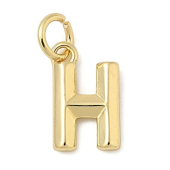 Letter H Латунь прелести, стойки покрытие, без кадмия и без свинца, долговечный, с целью перехода в кольце, реальный 18 k позолоченный, Письмо ч, 12x7x1.5 мм, отверстие : 3 мм