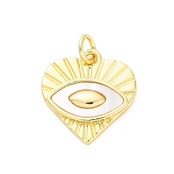 Настоящее золото 16K Подвески латунный корпус, сердце с оберегами от сглаза, с целью перехода в кольце, без кадмия и без свинца, реальный 16 k позолоченный, 16x15x3 мм, отверстие : 3.5 мм