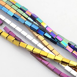 Mixed Color Electroplate Non-magnetic Synthetic Hematite Cuboid Beads Strands, Mixed Color, 4x2x2mm, Hole: 1mm, about 98pcs/strand, 15.7 inch