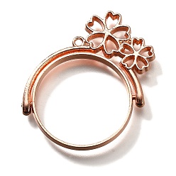 Розовое Золото Вращающиеся подвески из сплава с открытым безелем, для diy уф смолы, эпоксидная смола, без кадмия, без никеля и без свинца, плоский круглый с 5 -лепестковым цветком, розовое золото , 37.5x38x3.5 мм, отверстие : 1.6 мм