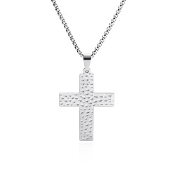 Нержавеющая Сталь Цвет 201 Подвески-кресты из нержавеющей стали с религиозным рисунком, унисекс., без потускнения, цвет нержавеющей стали, 23.62 дюйм (60 см), Кулон : 47x32 мм