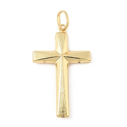 Настоящее золото 18K Крест латунный большой подвесной, стойки покрытие, долговечный, без кадмия и без свинца, с целью перехода в кольце, реальный 18 k позолоченный, 55x33x6 мм, отверстие : 9.5x6.5 мм