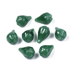 Sea Green Imitation Jade Glass Pendants, Flower Bud Charms, Sea Green, 10x17mm, Hole: 0.9mm