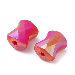 Красный Гальванические стеклянные бусины, AB цвет, граненая подушка, красные, 10x8x6 мм, отверстие : 1.6 мм