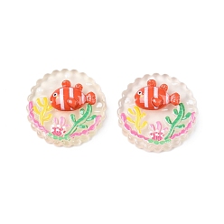 Fish Плоские круглые кабошоны из смолы на тему океана, рыба, 33.5~34.5x9~11.5 мм