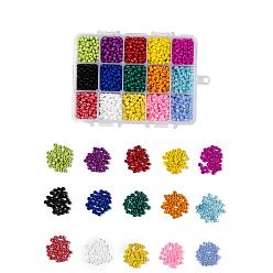 Gemischte Farbe 6/0 Glasperlen, opake Farben & Ceylon & Backfarbe & opake Farben glänzten, Rundloch, Runde, Gemischte Farbe, 4~5x3~4 mm, Bohrung: 1~2 mm, 15 Farben, 23 g / Farbe, 345 g / box
